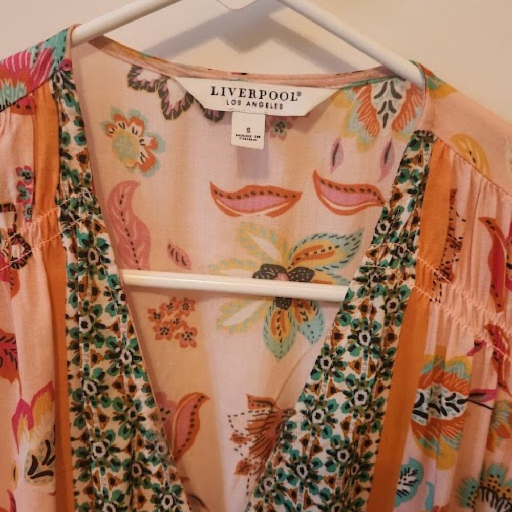 Liverpool Los Angeles Floral Beaded Peplum Top - Bohemian Chic! - Picture 3 of 5